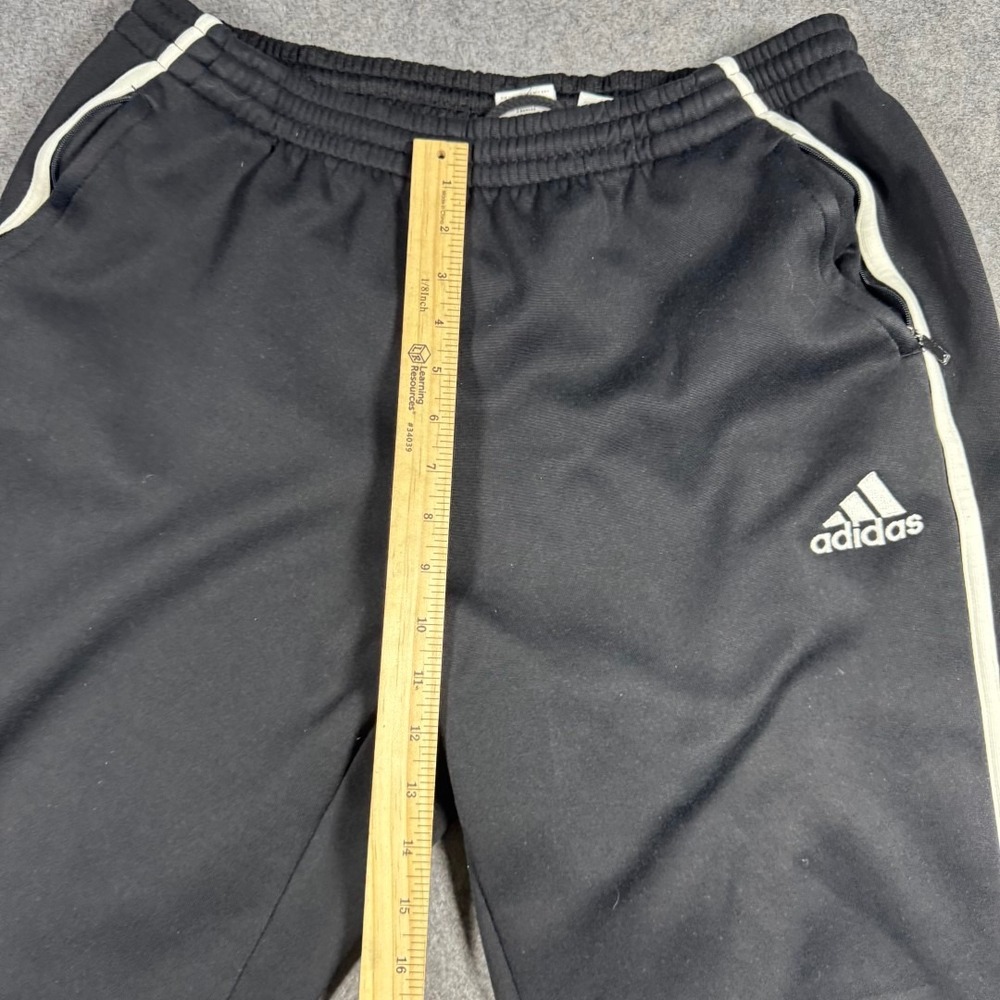 Adidas Mens Track Pants Black White Blue Stripe Ankle Zip Soccer Joggers M Y2K - Picture 7 of 10
